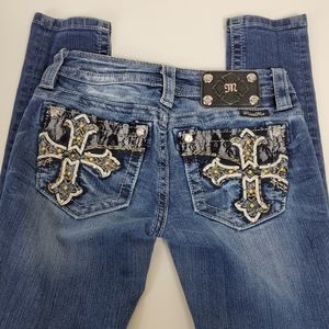 Miss Me Cross studded rhinestone bling jeans size 25